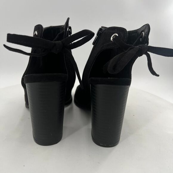 LC Lauren Conrad Sunflower Black Open Peep Toe Tie Back Sandal Booties Size 8M - Picture 11 of 13